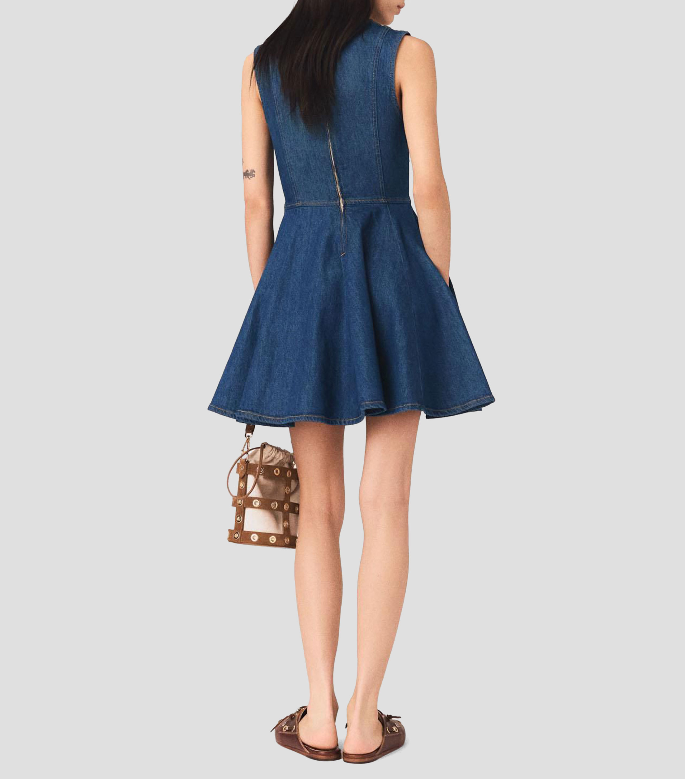 Vestido corto liso Mujer